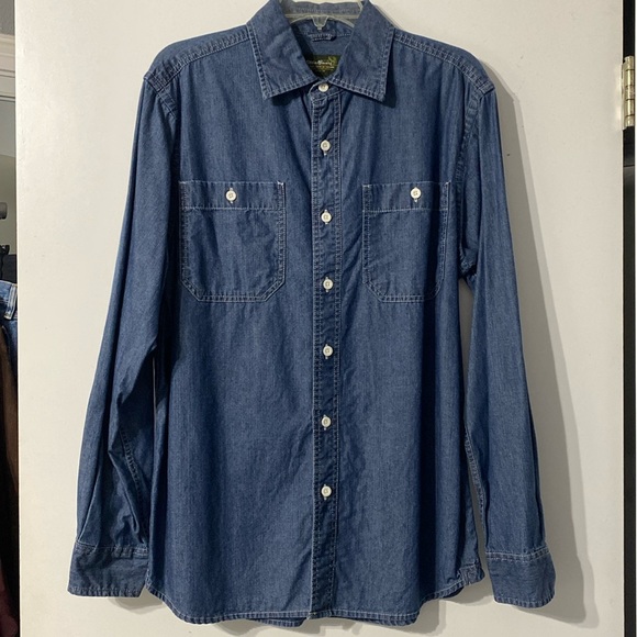 Eddie Bauer DENIM Long Sleeve Button-Down Denim Shirt, Men's Size XL cotton blue type Vintage Second Hand main image 0